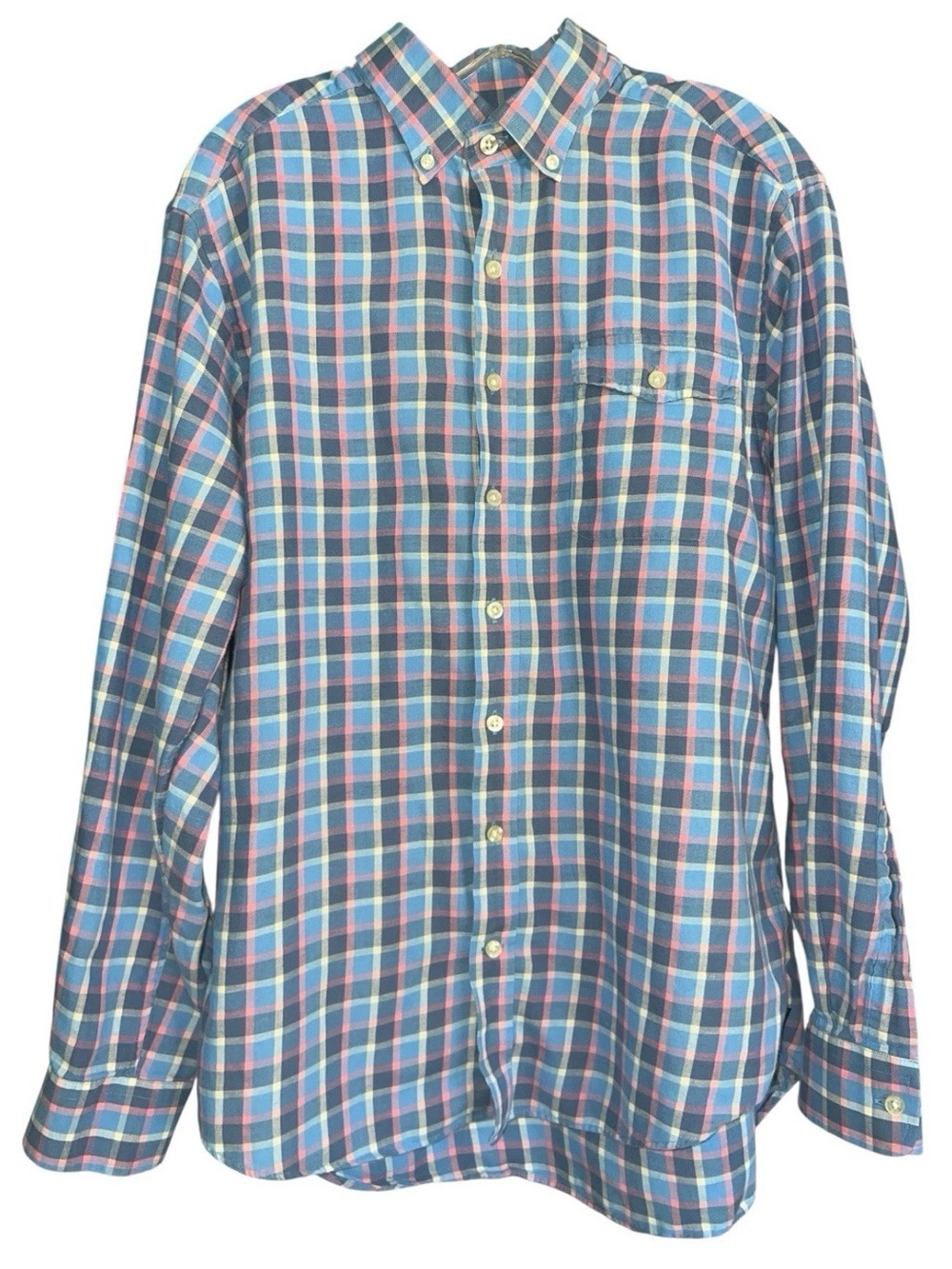 Vineyard Vines Shirt Mens L Blue Pink Slim Fit Crosby Button Down Casual Preppy